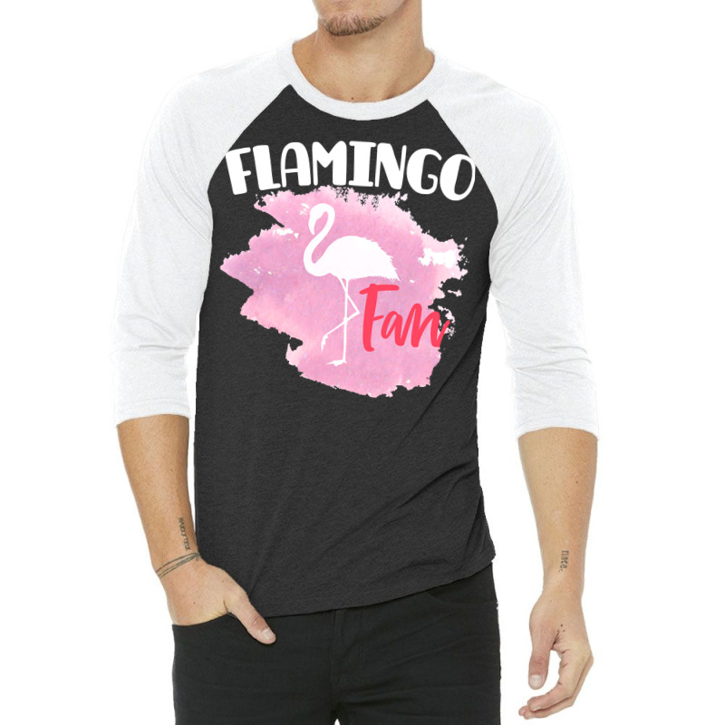 Flamingo Bird Fan Art Design Product Tropical 3/4 Sleeve Shirt | Artistshot