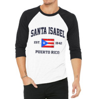 Santa Isabel Puerto Rico Vintage Boricua Flag Athletic Style Raglan Ba 3/4 Sleeve Shirt | Artistshot