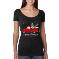 Vintage Wagon Red Truck Christmas Gnome Tree Pajamas Xmas Long Sleeve Women's Triblend Scoop T-shirt | Artistshot