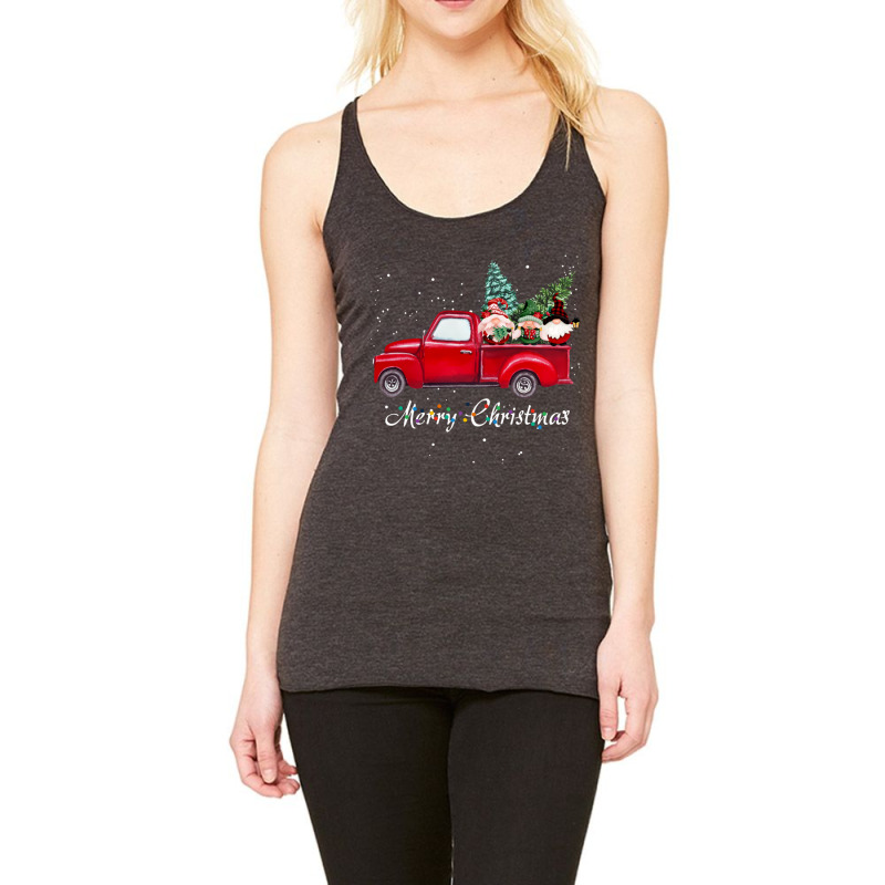 Vintage Wagon Red Truck Christmas Gnome Tree Pajamas Xmas Long Sleeve Racerback Tank by cm-arts | Artistshot