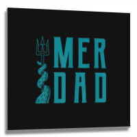 Mens Merdad Shirt Trident Mermaid Dad Tshirt Metal Print Square | Artistshot