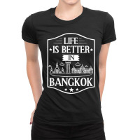 Bangkok Thailand City Skyline Map Ladies Fitted T-shirt | Artistshot