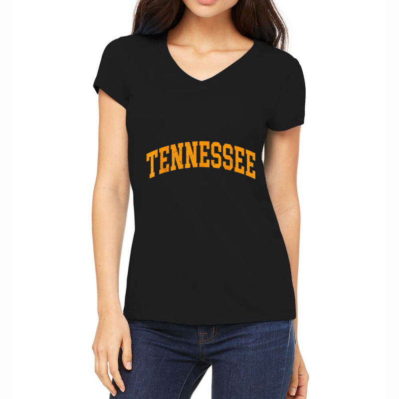 Tennessee   Tn   Throwback Design   Classic Orange Tennessee T Shirt Women's V-Neck T-Shirt by cm-arts | Artistshot