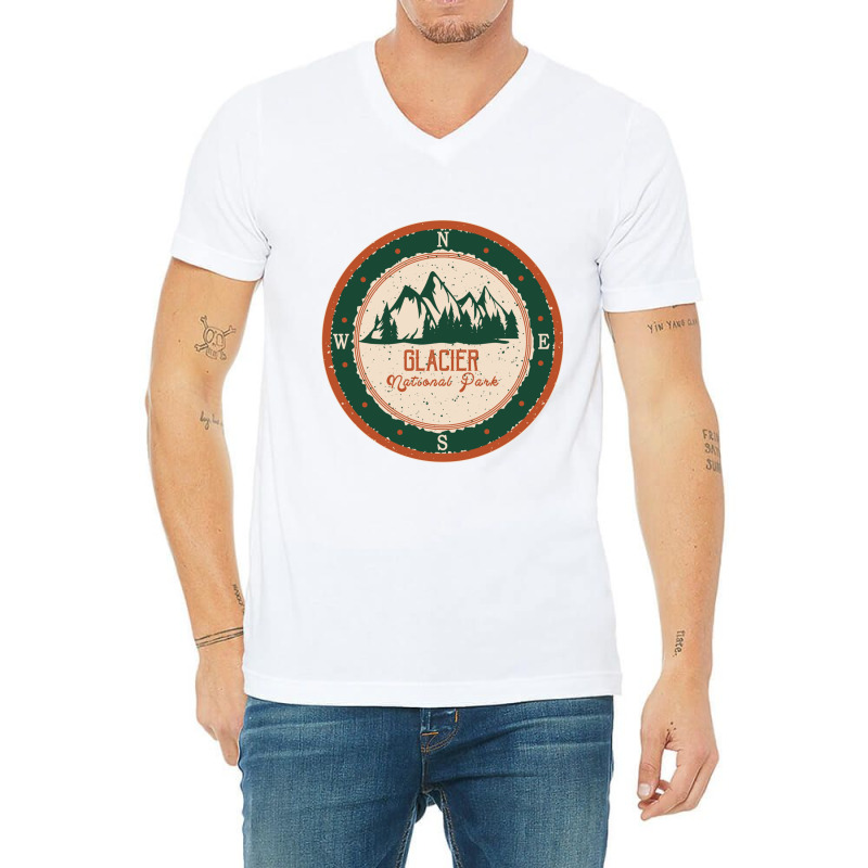 Glacier National Park V-Neck Tee by MONIQUEWORTH | Artistshot