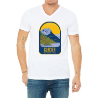 Glacier National Park Retro V-neck Tee | Artistshot