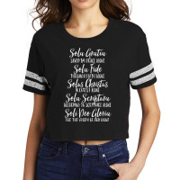 Five Solas Latin And English Cute Script Text Scorecard Crop Tee | Artistshot