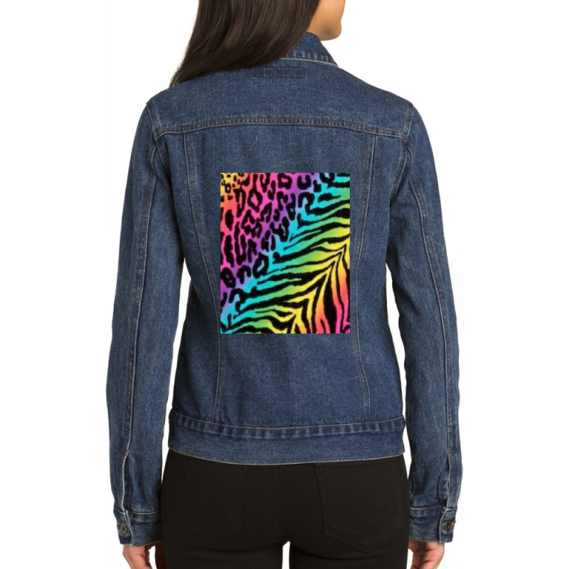 Combination Of Tiger And Cheetah Skin .png Ladies Denim Jacket | Artistshot