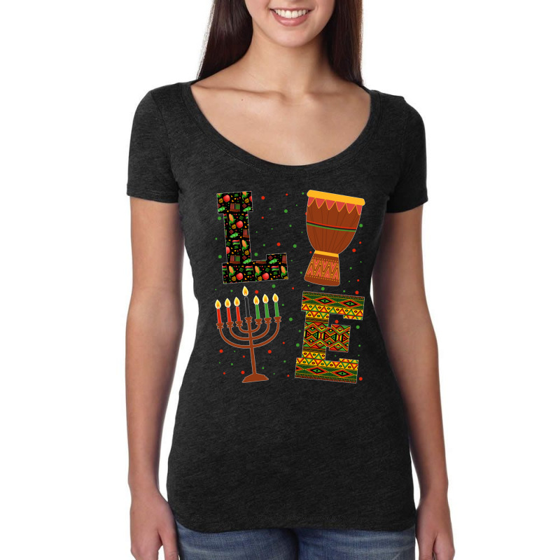 Love Kinara Candles Principles Drum African America Kwanzaa Long Sleev Women's Triblend Scoop T-shirt by cm-arts | Artistshot