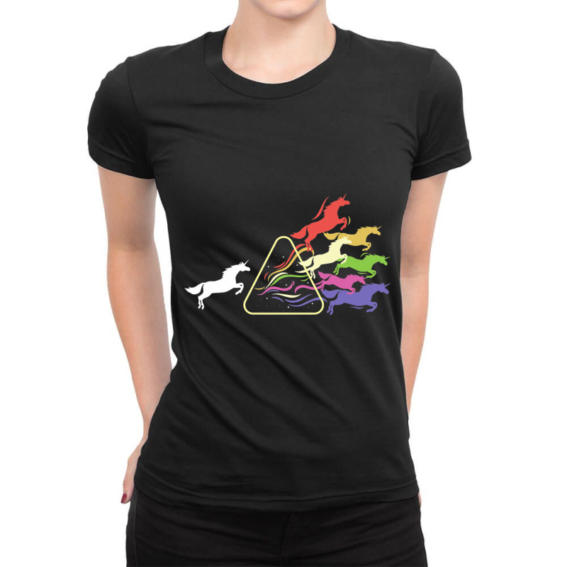 Prism Unicorn Philosophy Rainbow Triangular Prism Science Premium T Sh Ladies Fitted T-Shirt by cm-arts | Artistshot