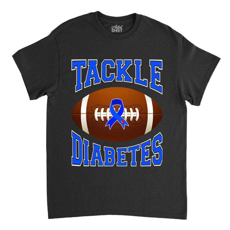 Football Tackle Diabetes Awareness Blue Ribbon Classic T-shirt by cm-arts | Artistshot