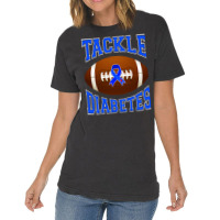 Football Tackle Diabetes Awareness Blue Ribbon Vintage T-shirt | Artistshot