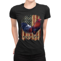 Rooster  Cock Fight Us Flag Ladies Fitted T-shirt | Artistshot