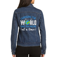 Nbxp Dyslexia Teacher Changing The World One Phoneme At Time Ladies Denim Jacket | Artistshot