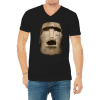 Easter Island Moai Statue Monolith World Mystery V-neck Tee | Artistshot