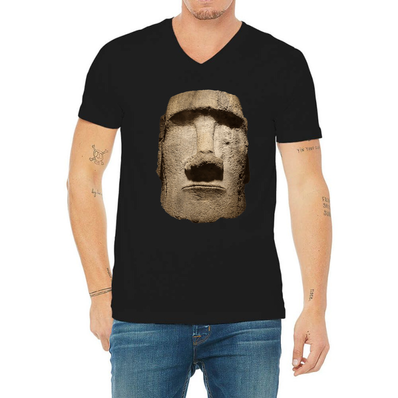 Easter Island Moai Statue Monolith World Mystery V-neck Tee | Artistshot