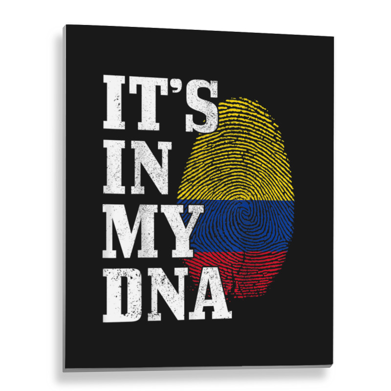 Colombia Its In My Dna Fingerprint Colombian Flag Pride Metal Print Vertical by AmberKelsey | Artistshot