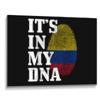 Colombia Its In My Dna Fingerprint Colombian Flag Pride Metal Print Horizontal | Artistshot