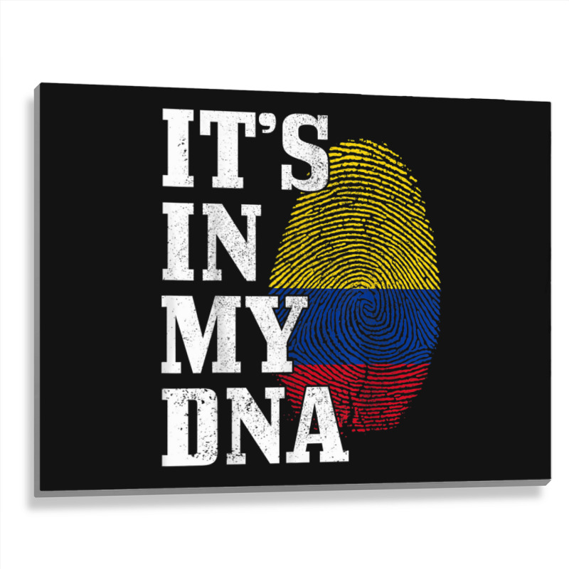 Colombia Its In My Dna Fingerprint Colombian Flag Pride Metal Print Horizontal by AmberKelsey | Artistshot