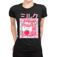 Funny Retro 90s Japanese Kawaii Strawberry Milk Shake Carton Ladies Fitted T-shirt | Artistshot