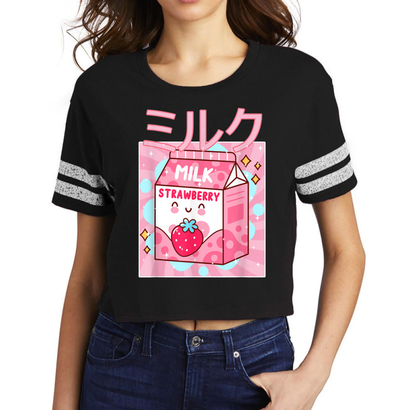 Funny Retro 90s Japanese Kawaii Strawberry Milk Shake Carton Scorecard Crop Tee by CourtneyGwirtz | Artistshot