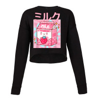 Funny Retro 90s Japanese Kawaii Strawberry Milk Shake Carton Cropped Sweater | Artistshot