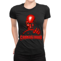 Carmageddon Retro Race Game Fan Print With Text Ladies Fitted T-shirt | Artistshot