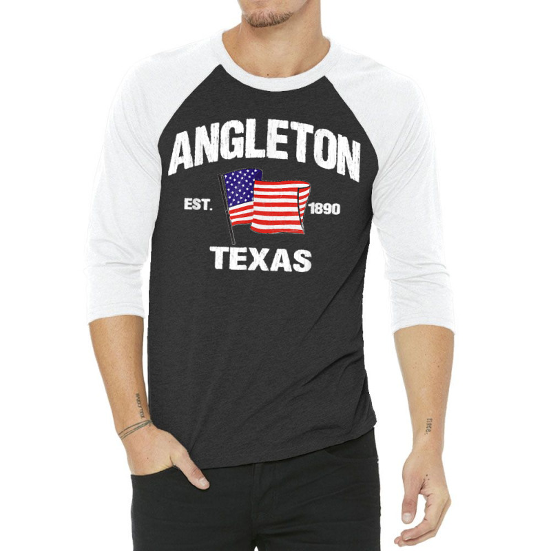 Angleton Texas Tx Usa Stars & Stripes Vintage Style 3/4 Sleeve Shirt by MarlonChristopherMoyer | Artistshot