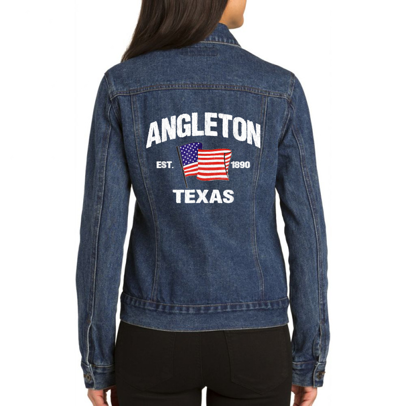 Angleton Texas Tx Usa Stars & Stripes Vintage Style Ladies Denim Jacket by MarlonChristopherMoyer | Artistshot