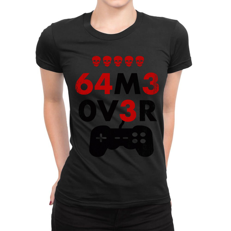 Game Over Leet Code Style  64m3 0v3r  Red And Black Ladies Fitted T-Shirt by cm-arts | Artistshot