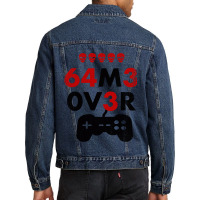 Game Over Leet Code Style  64m3 0v3r  Red And Black Men Denim Jacket | Artistshot