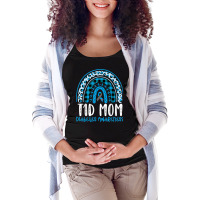 Type 1 Diabetes Awareness T1d Mom Blue Ribbon Rainbow T Shirt Maternity Scoop Neck T-shirt | Artistshot