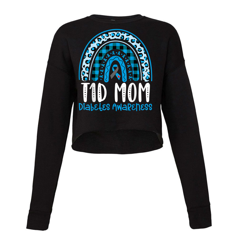 Type 1 Diabetes Awareness T1d Mom Blue Ribbon Rainbow T Shirt Cropped Sweater by cm-arts | Artistshot