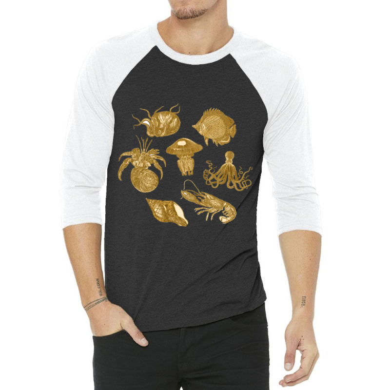 Golden Crustaceancore 3/4 Sleeve Shirt | Artistshot