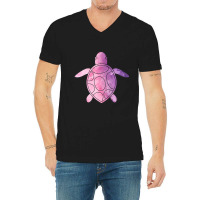 Sea Turtle Purple Watercolor V-neck Tee | Artistshot