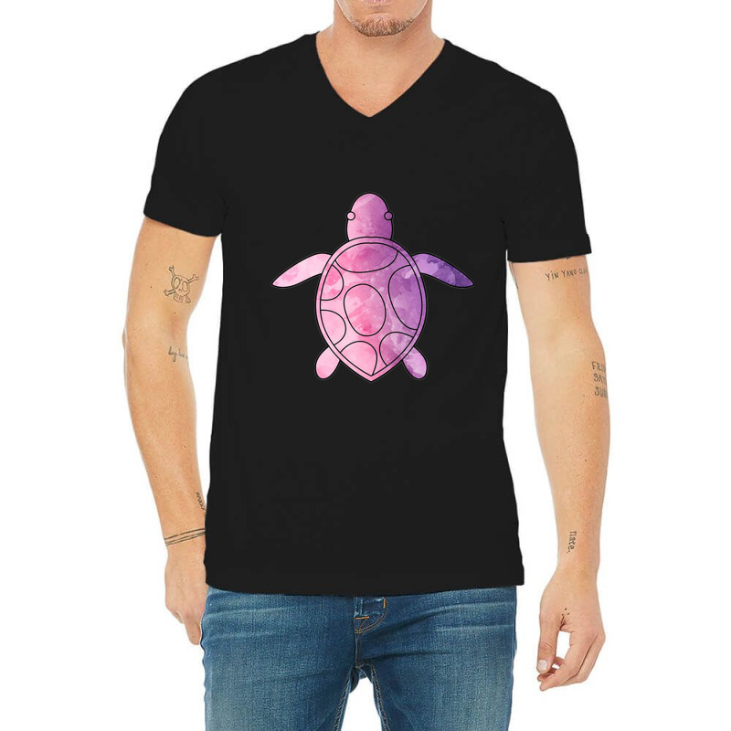 Sea Turtle Purple Watercolor V-neck Tee | Artistshot