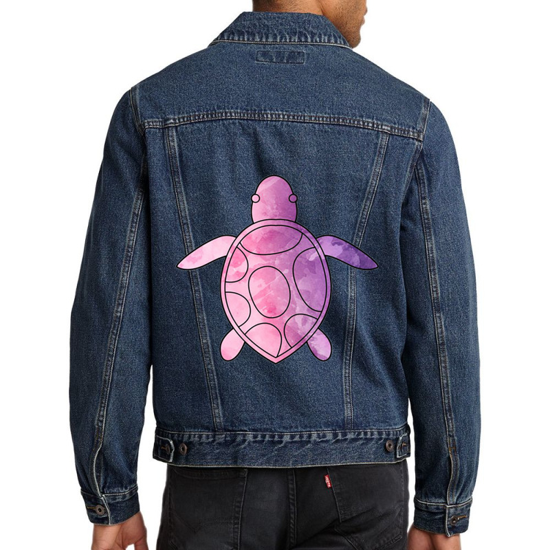 Sea Turtle Purple Watercolor Men Denim Jacket | Artistshot