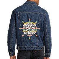 Ship Wheel Green Striped Men Denim Jacket | Artistshot