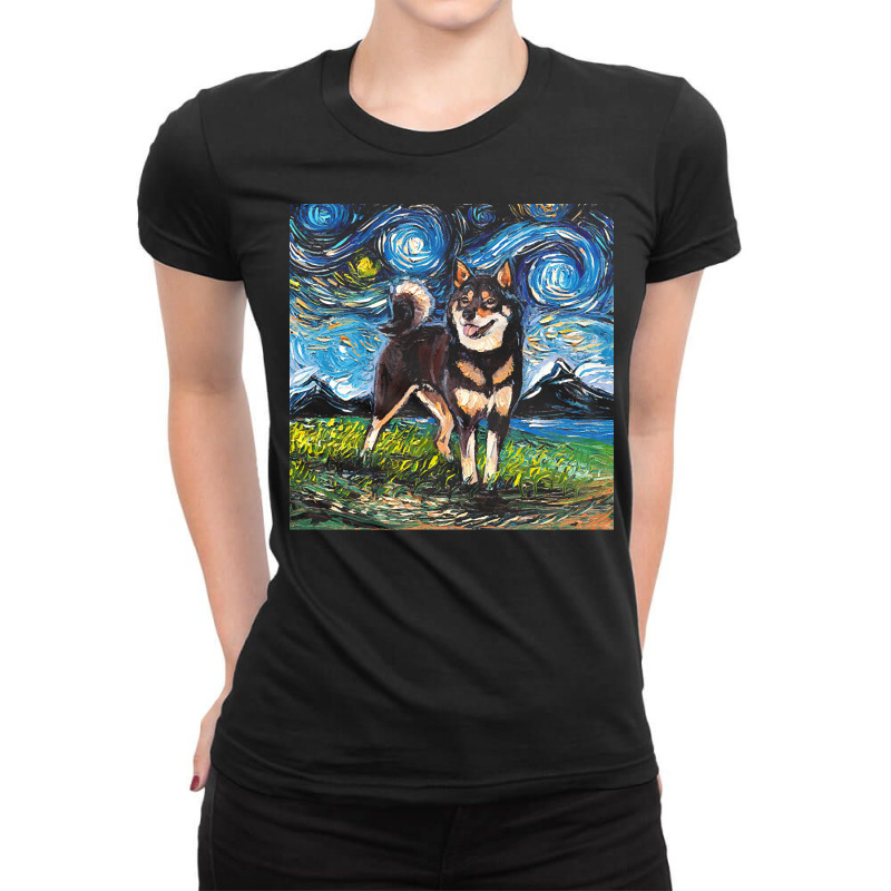 Shiba Inu T  Shirt Black And Tan Shiba Inu Night T  Shirt Ladies Fitted T-Shirt by aboehm | Artistshot