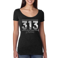 Detroit 313 Area Code Skyline Michigan Vintage T Shirt Women's Triblend Scoop T-shirt | Artistshot