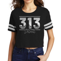 Detroit 313 Area Code Skyline Michigan Vintage T Shirt Scorecard Crop Tee | Artistshot