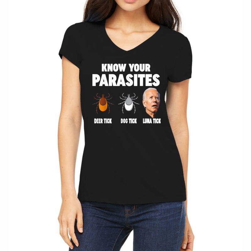 Know Your Parasites Anti Joe Biden Women's V-Neck T-Shirt by CruzChapman | Artistshot