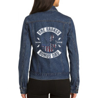 Mens One Badass Bonus Stepdad Birthday Step Dad Fathers Day Gift Ladies Denim Jacket | Artistshot