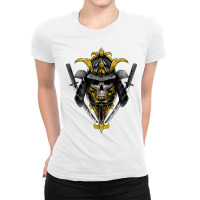 Japanese Samurai Bushido Armor Mask Katana Sword Warrior Ladies Fitted T-shirt | Artistshot