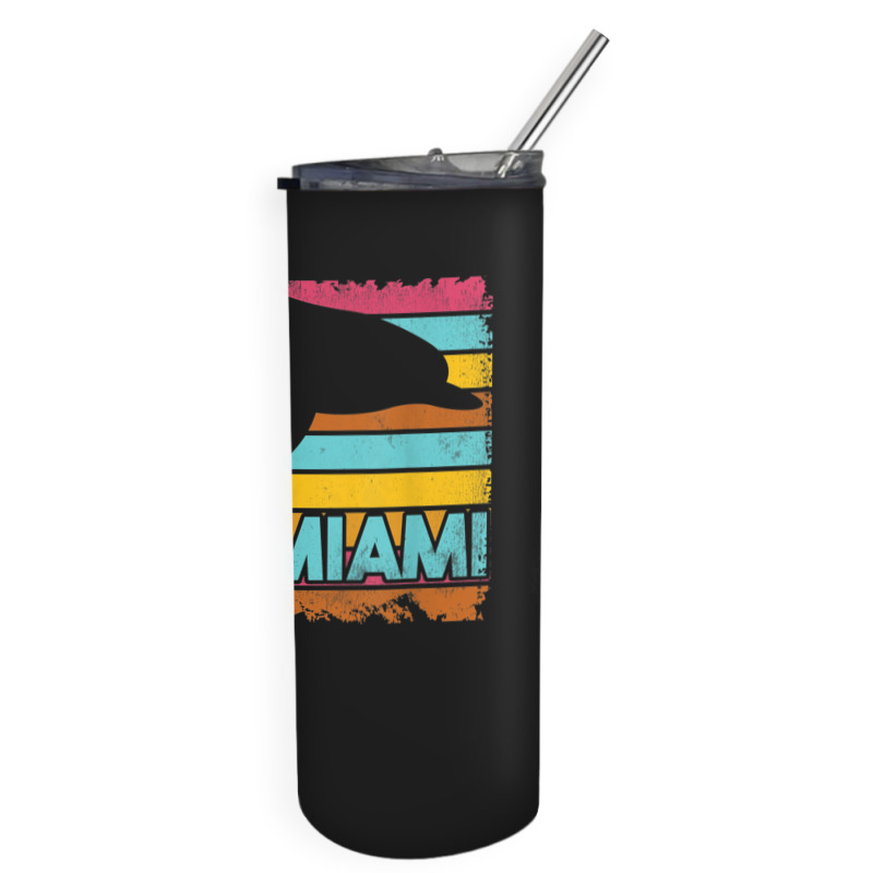 Miami Resident Vintage Dolphin Silhouette Souvenir Gift Skinny Tumbler | Artistshot