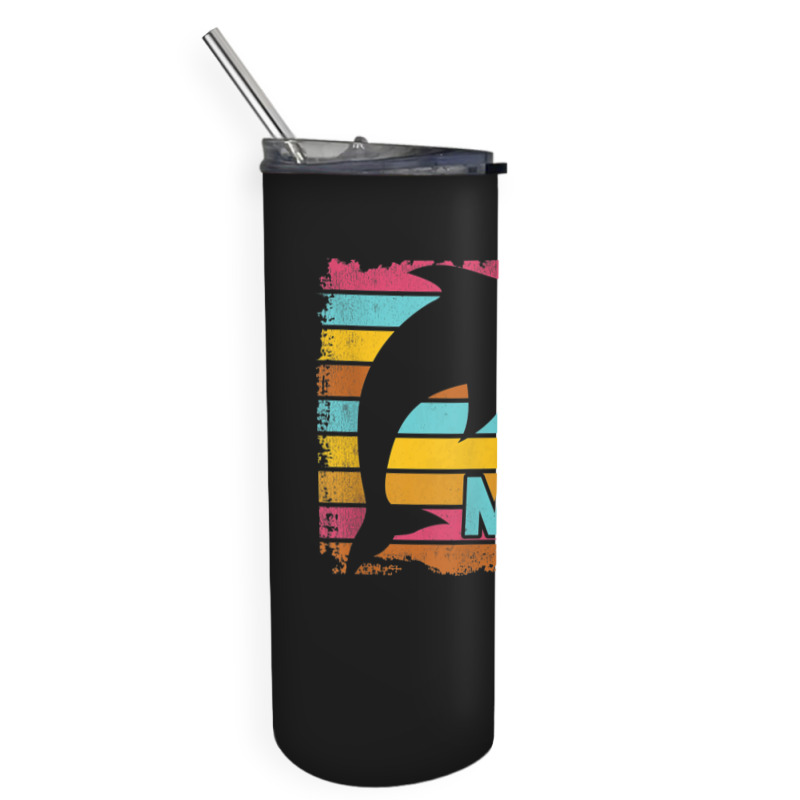 Miami Resident Vintage Dolphin Silhouette Souvenir Gift Skinny Tumbler | Artistshot