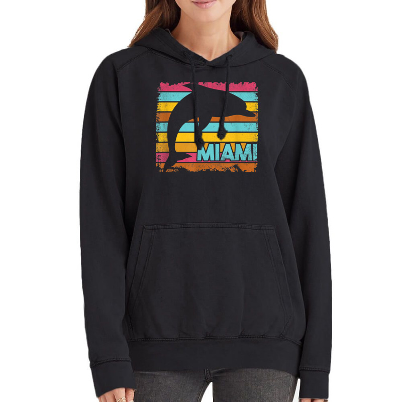 Miami Resident Vintage Dolphin Silhouette Souvenir Gift Vintage Hoodie | Artistshot