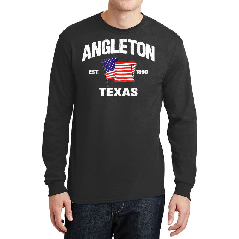 Angleton Texas Tx Usa Stars & Stripes Vintage Style Long Sleeve Shirts by StaceyLeeAnnHernandez | Artistshot