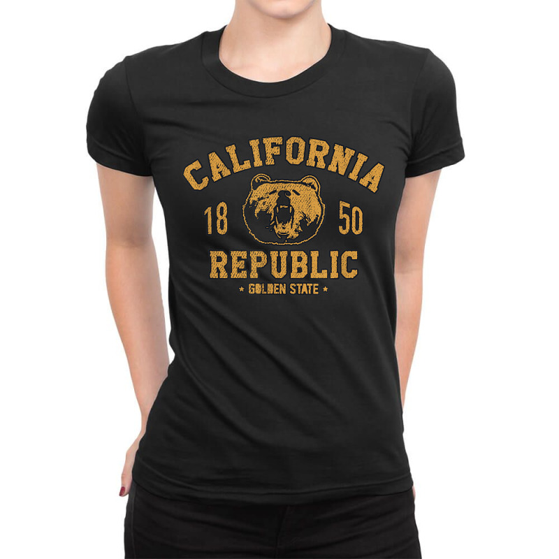 California Republic Bear Cali State West Central Coast Ladies Fitted T-Shirt by JusticePeck | Artistshot