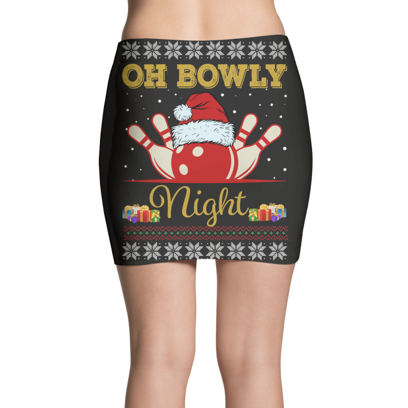 Ugly Christmas Gift For Bowling Player Bowly Lover Oh Bowly Night Ugly Mini Skirts | Artistshot