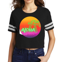 Aloha Hawaii Hawaiian Island Palm Beach Surfboard Sunset Premium Scorecard Crop Tee | Artistshot